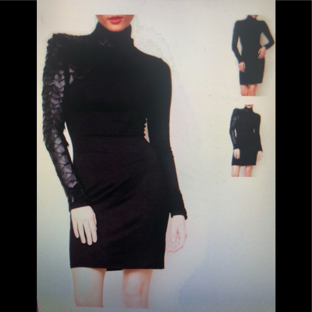 GRACIA one faux leather sleeve fitted dress!